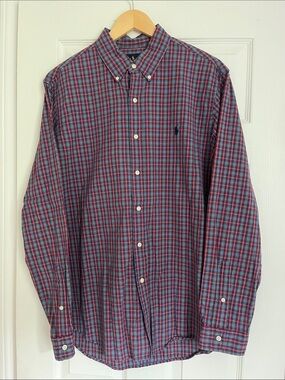 Polo by Ralph Lauren Navy and Red Plaid Button-Down Shirt